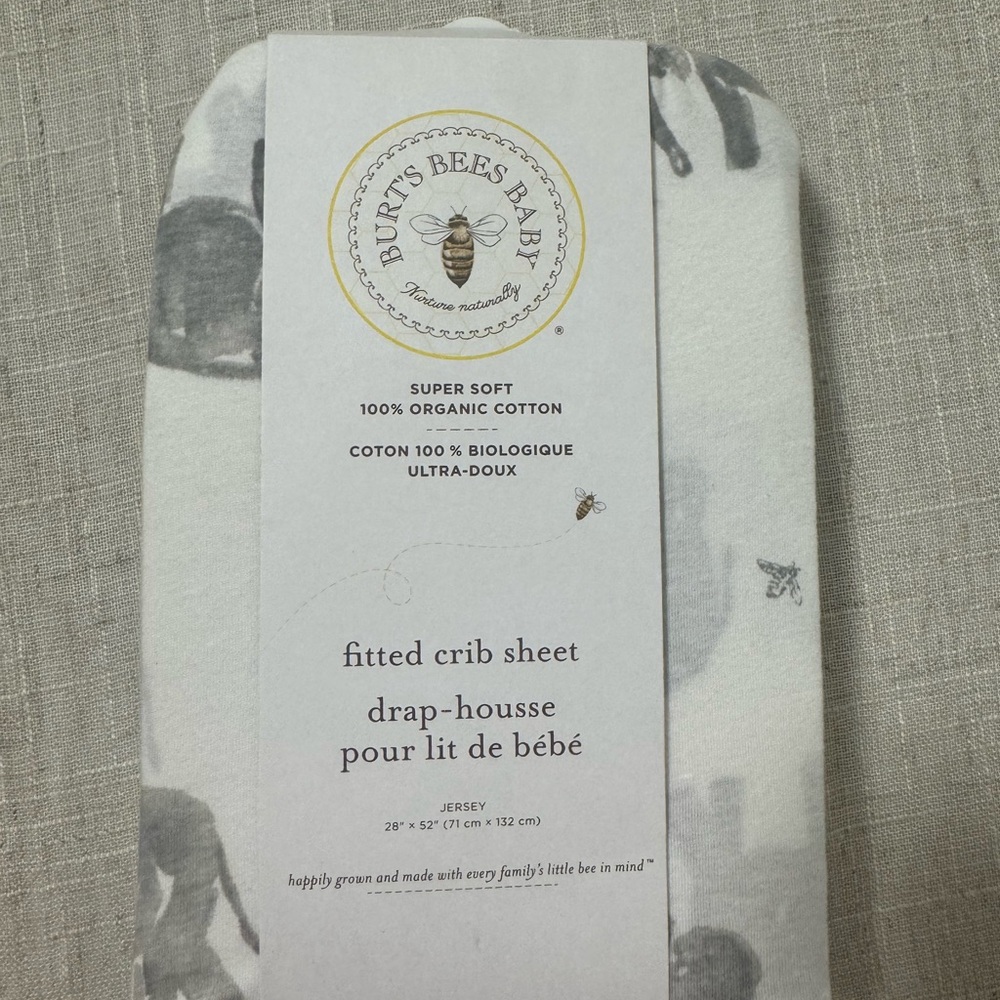 Burt's Bees Baby Organic Cotton Crib Sheet - Gray Animal Print